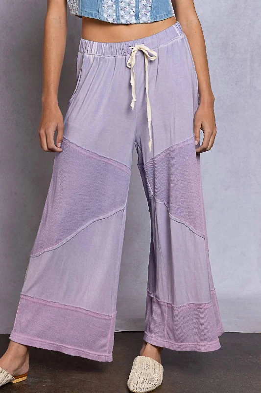 Contrast Knit Culottes In Dusty Lilac