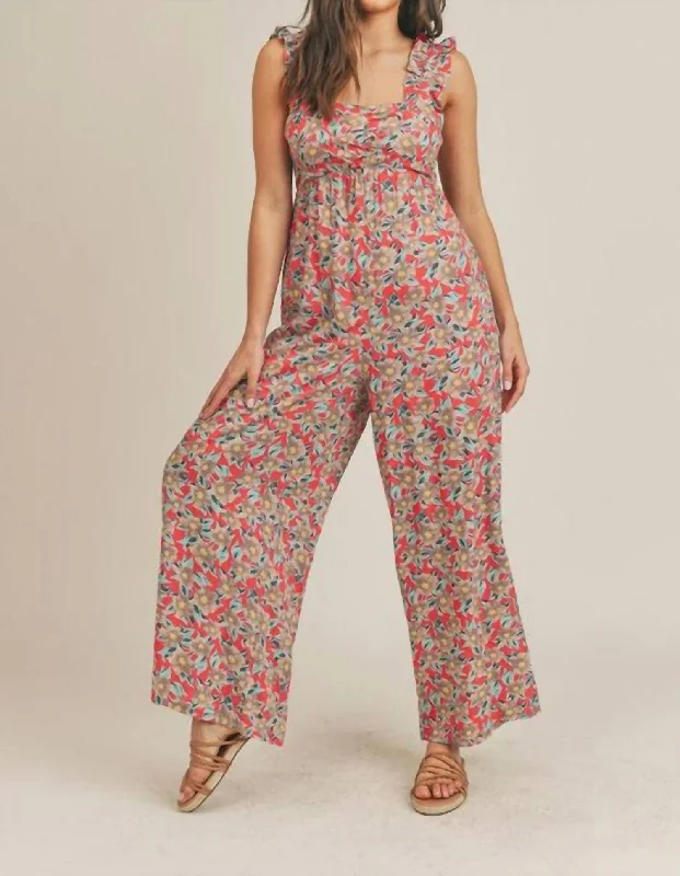 Floral Jumpsuit In Bright Floral