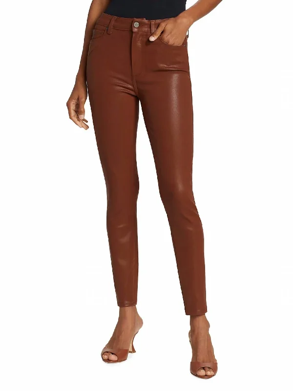 Hoxton Ankle Pants in Burgundy Dust Luxe Coating