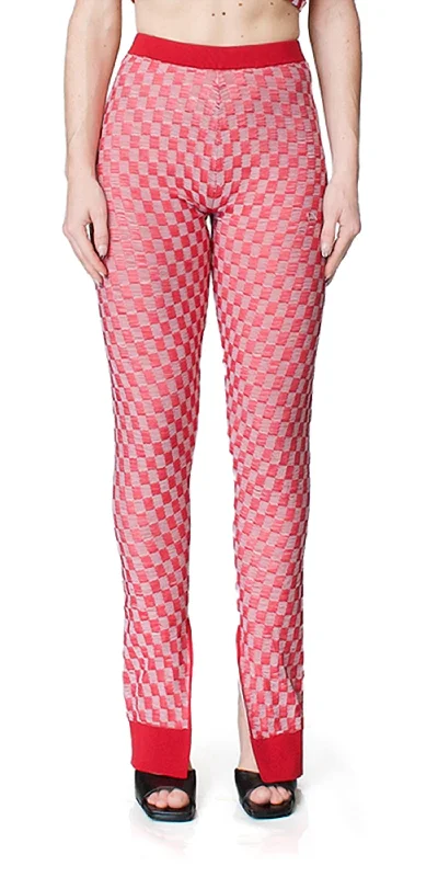 Jacquard Check Pants In Red/white