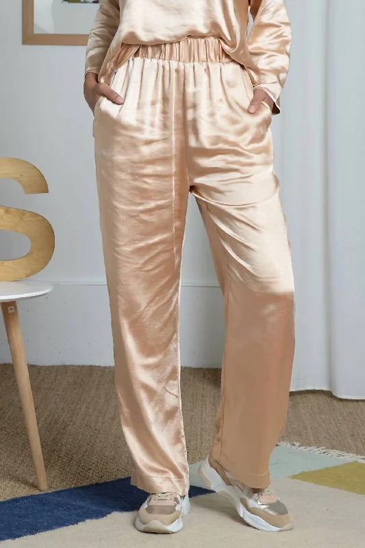 Satin String Pant In Beige