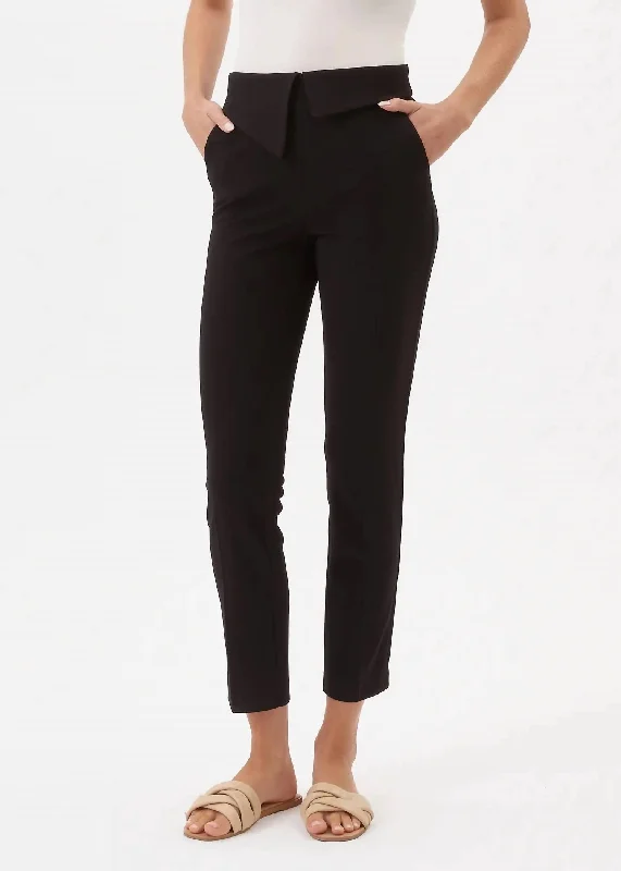 Skye Pant With Foldover Waistband In Black