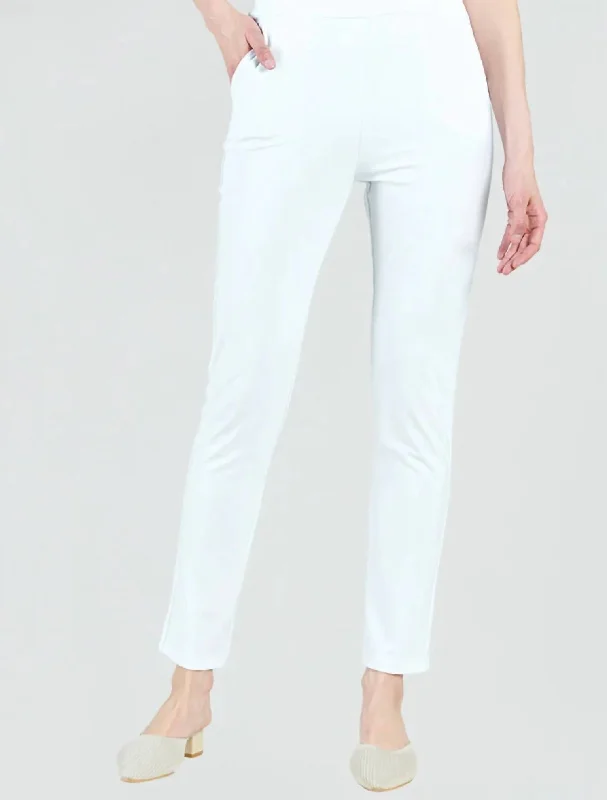 Soft Heavy Knit Straight Leg Pant In White