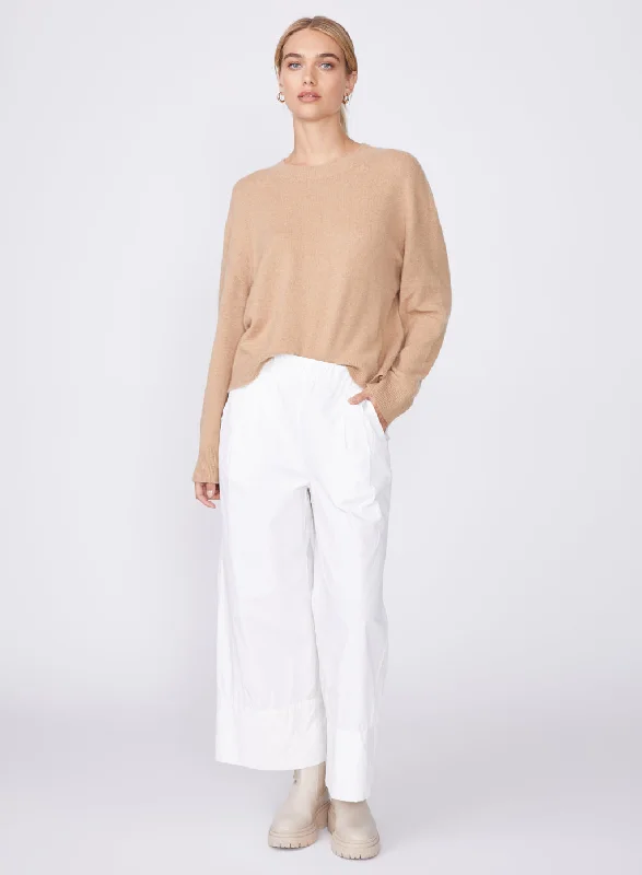 Structured Poplin Wide Leg Pant in Cream