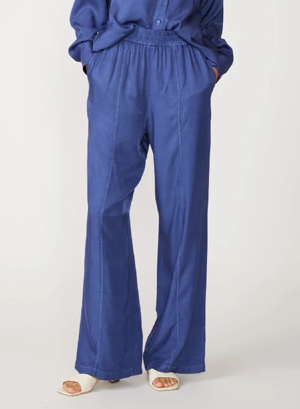 Viscose Satin Pull-On Trouser in Denim