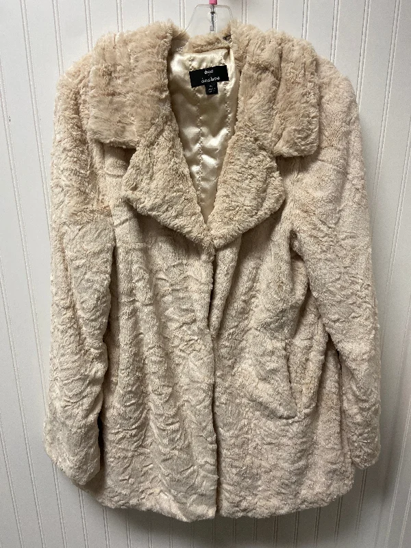 Jacket Faux Fur & Sherpa By Dennis Basso Qvc In Beige, Size: Xl