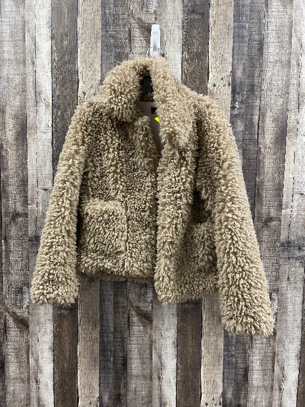 Jacket Faux Fur & Sherpa By Zara Basic In Brown, Size: S